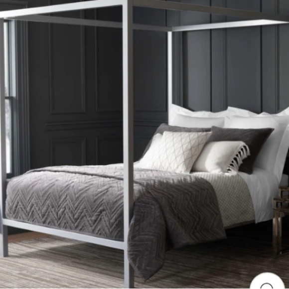 NWT Annie Selke Brentwood velvet pair of pillow shams shale gray chevron king - Picture 2 of 13